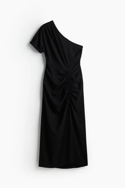 Draped one-shoulder dress