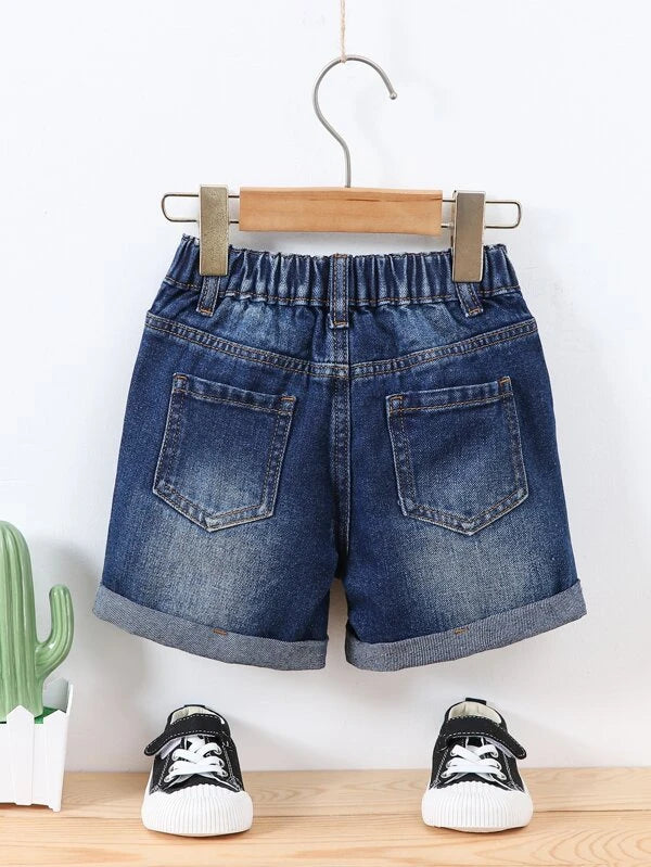 Toddler Boys Ripped Roll Hem Denim Shorts