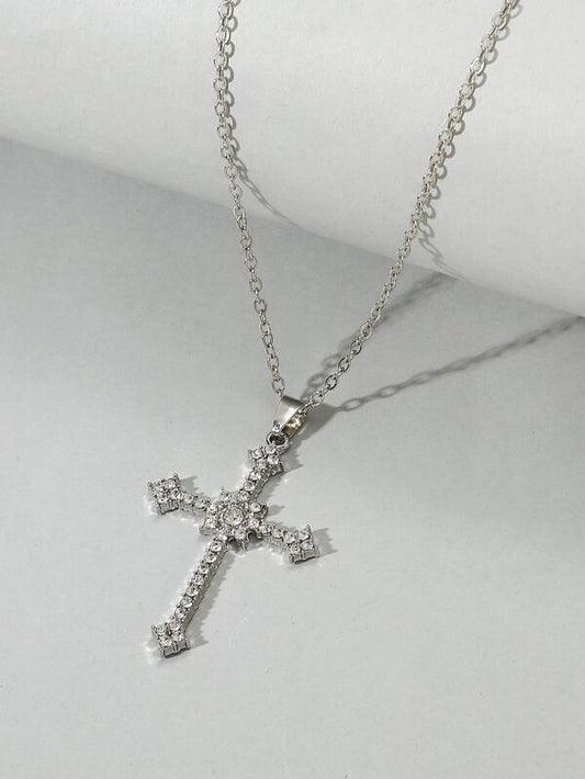 Rhinestone Cross Charm Necklace