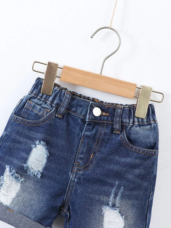 Toddler Boys Ripped Roll Hem Denim Shorts