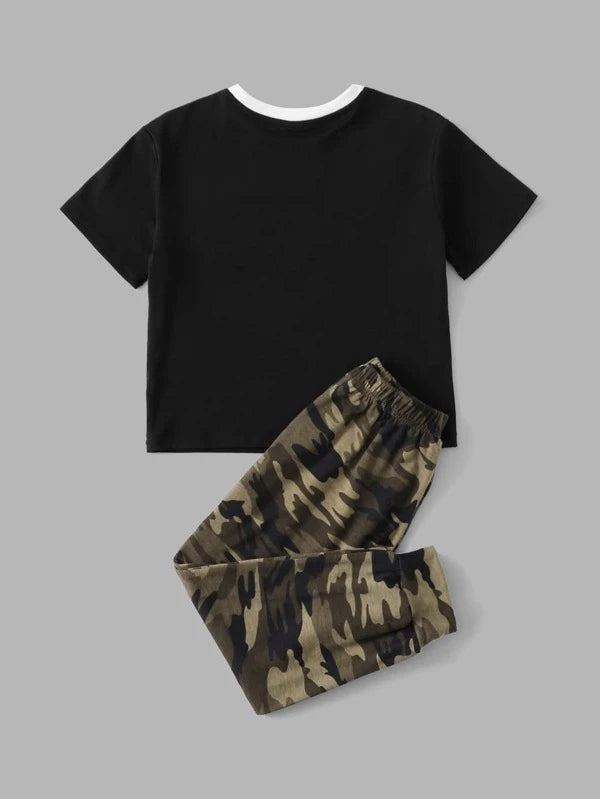 Toddler Boys Camo Panel Top And Joggers Set