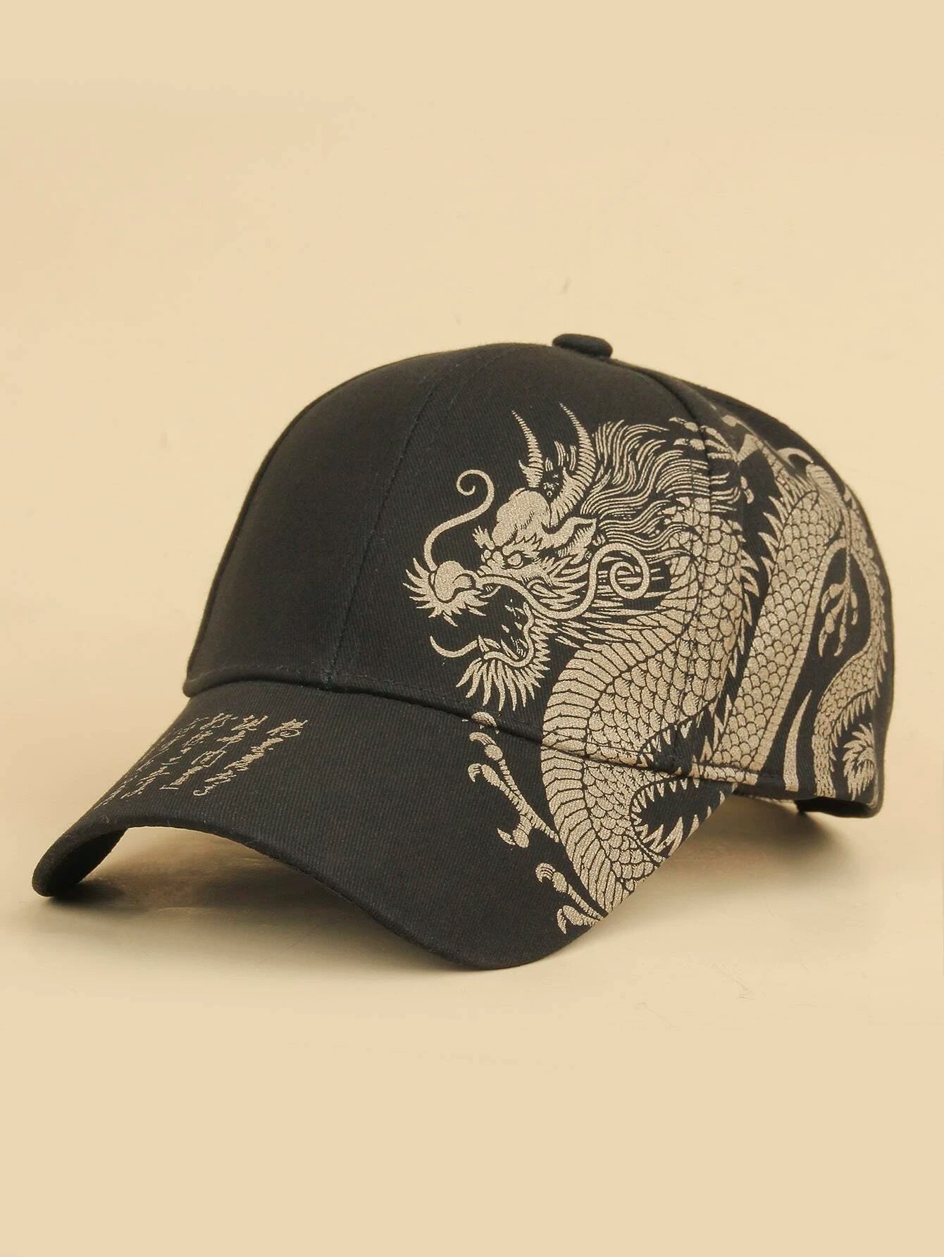 Men Chinese Dragon Print Baseball Cap