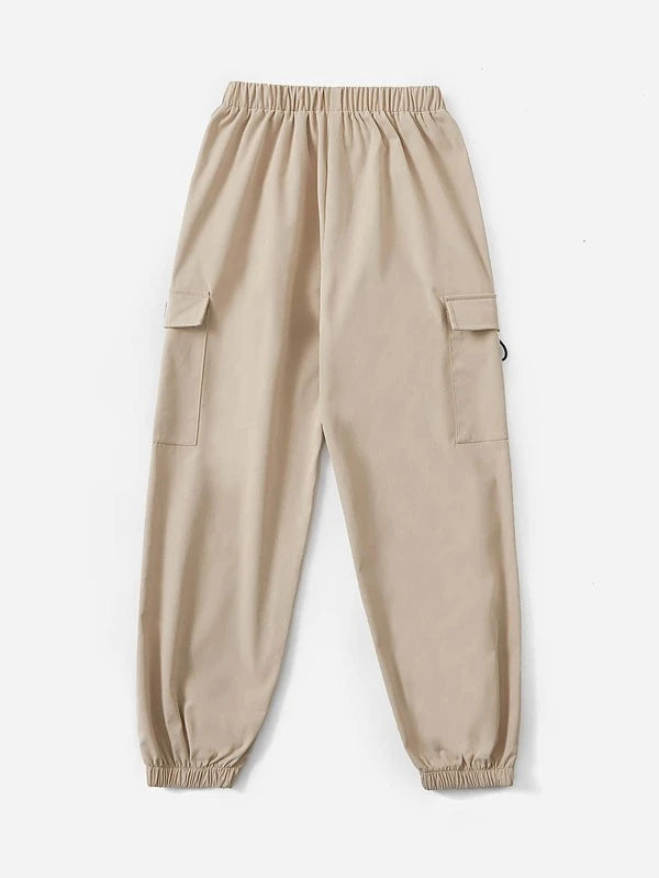 SHEIN Boys Letter Patched Detail Flap Pocket Cargo Pants