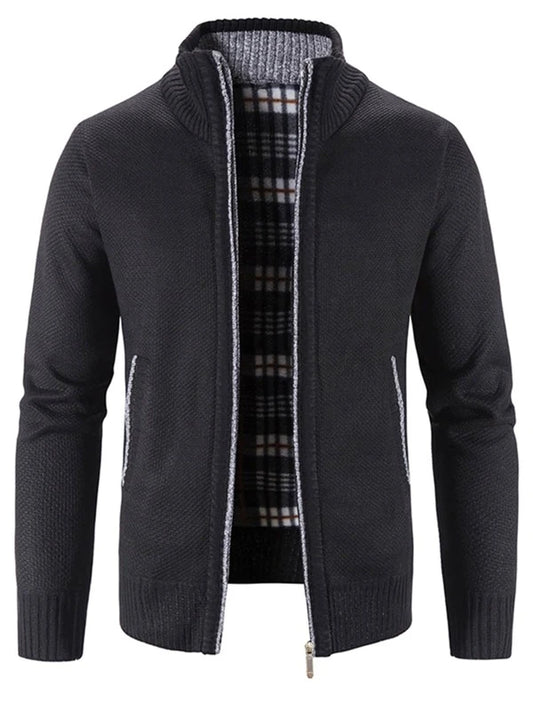 Manfinity Homme Men Contrast Binding Zip Up Cardigan