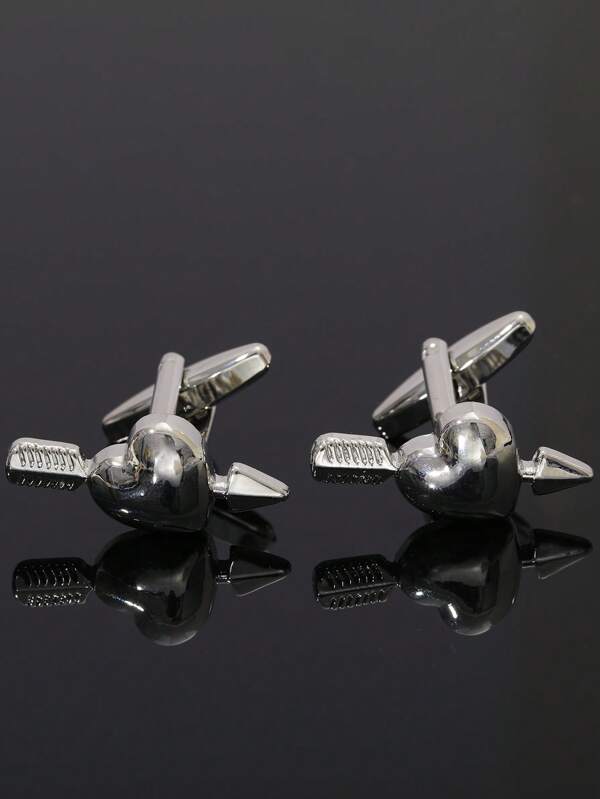 1Pair Men Heart & Arrow Design Cufflinks For Daily Decoration For A Stylish Look