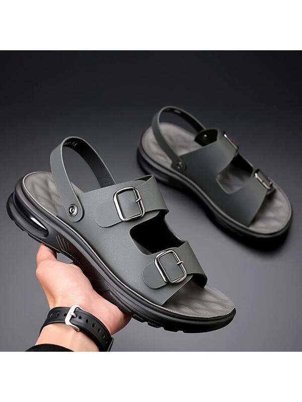 Men Buckle Decor Sport Sandals, Sporty Summer Black Sandals