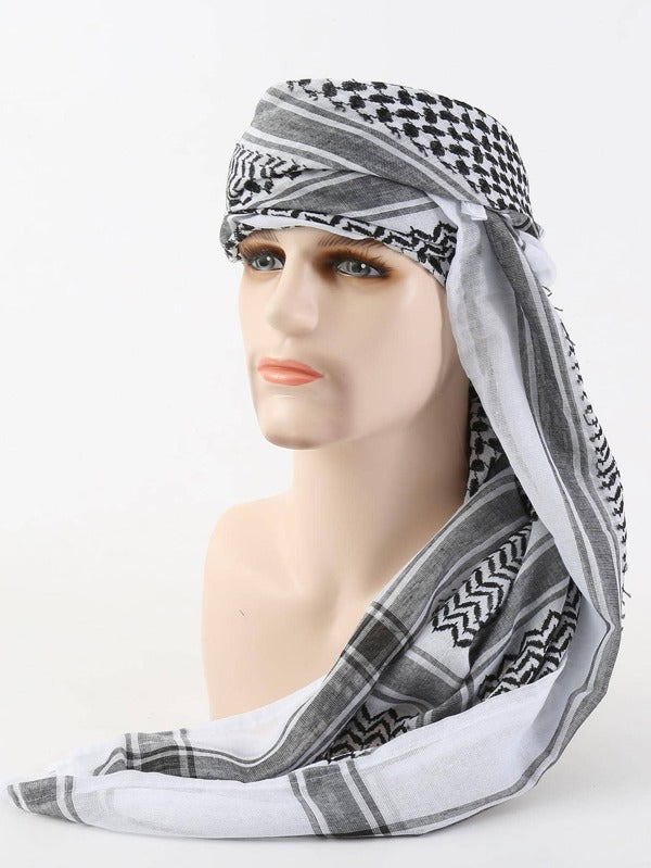 Men Geometric Print Head Scarf