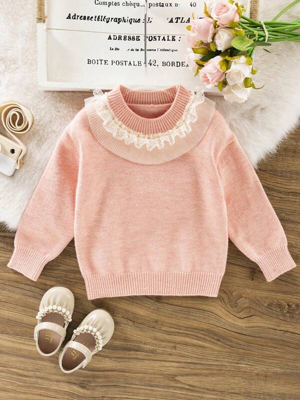 Young Girl Ruffle Trim Sweater