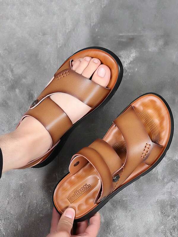 Men Stitching Detail Non Slip Multi-way Wear Sandals, Fashionable Outdoor Slingback Sandals