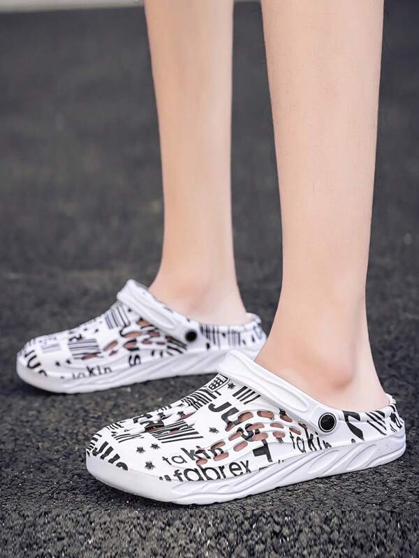 Men Letter Graphic Clogs, Outdoor EVA Vented Clogs