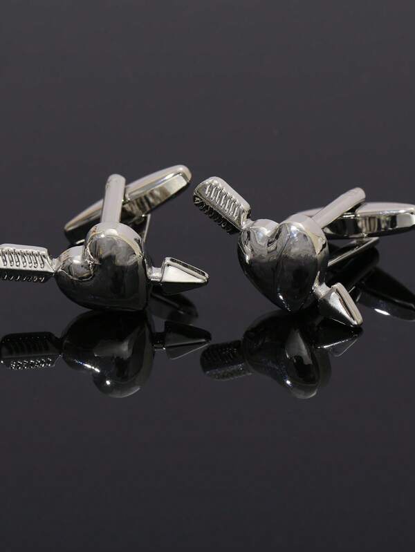 1Pair Men Heart & Arrow Design Cufflinks For Daily Decoration For A Stylish Look
