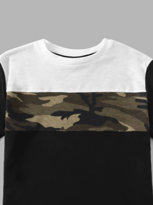 Toddler Boys Camo Panel Top And Joggers Set