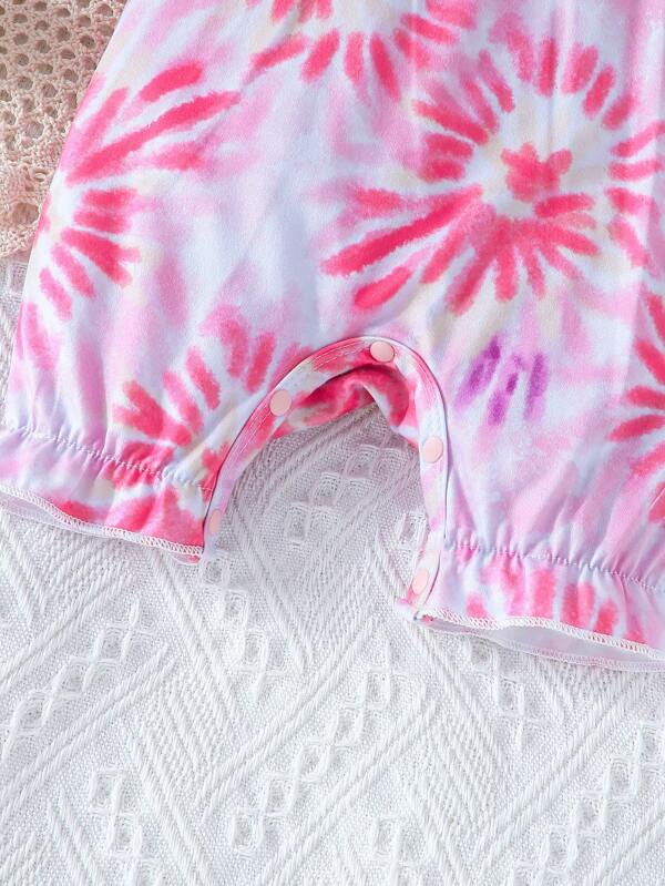 Baby Tie Dye Raglan Sleeve Ruffle Hem Romper