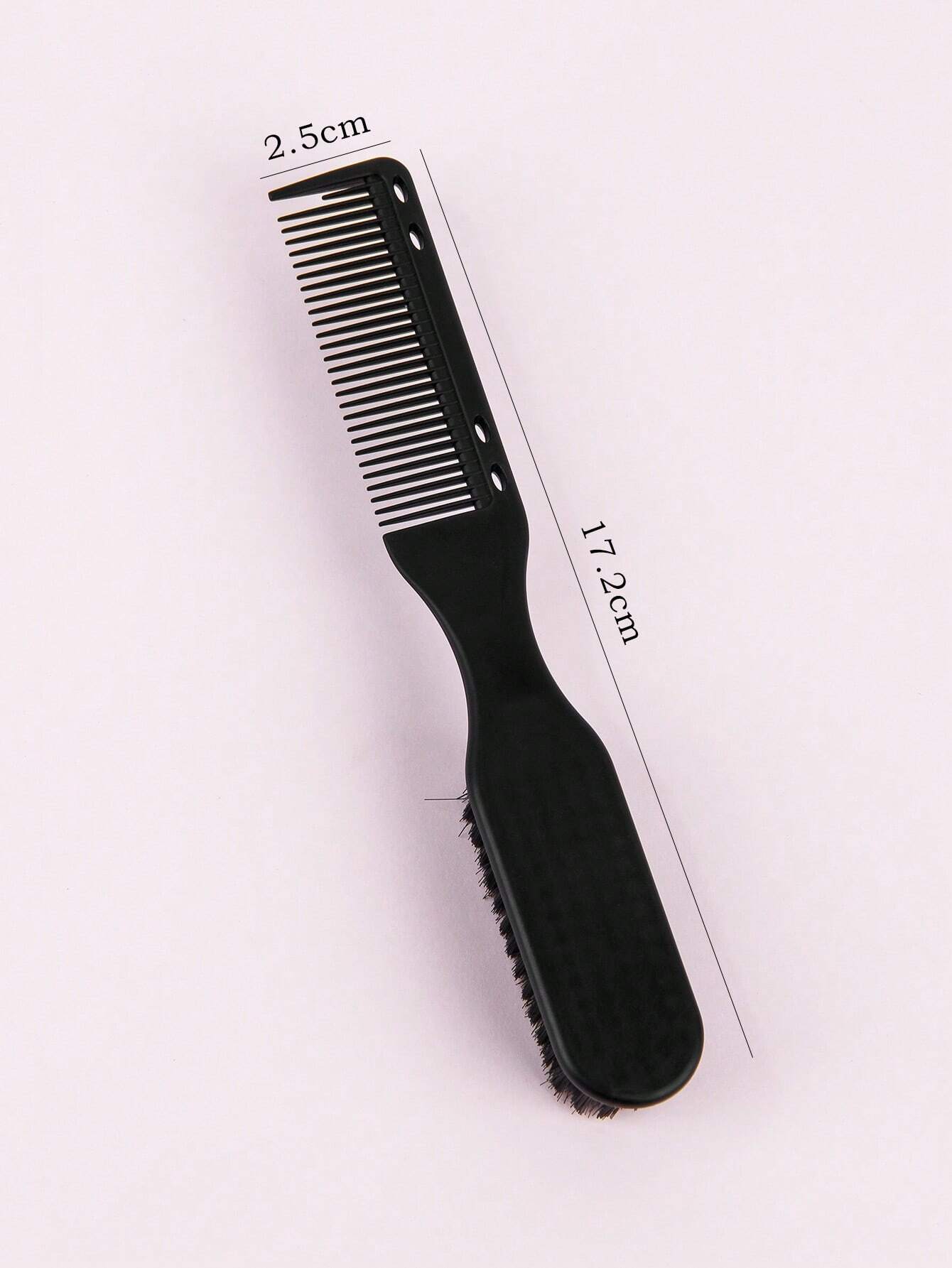 Smooth Beard Brush With Comb, 1pc Plastic Black Multifunctional Boar Beard Brush For Men