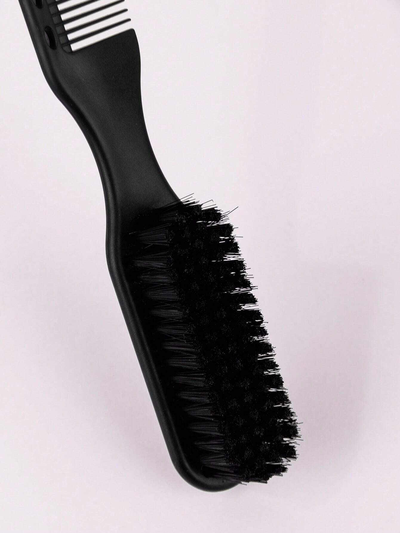 Smooth Beard Brush With Comb, 1pc Plastic Black Multifunctional Boar Beard Brush For Men