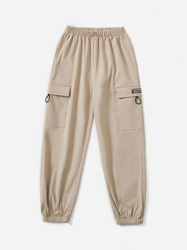 SHEIN Boys Letter Patched Detail Flap Pocket Cargo Pants