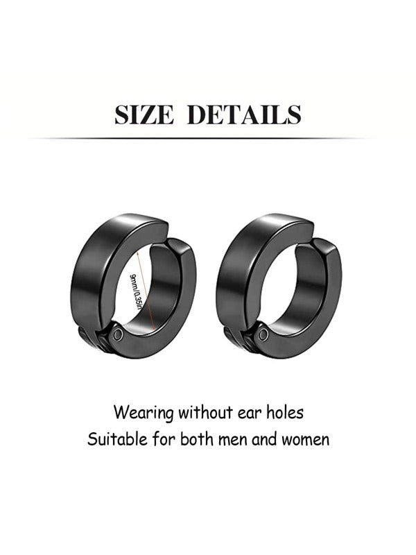 3pairs/set Fashion Stainless Steel Minimalist Hoop Earrings For Men Women For Gift