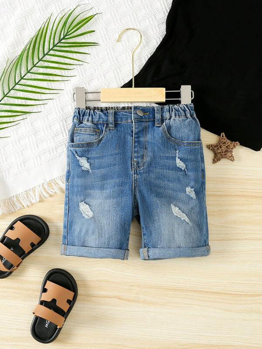 Toddler Boys Ripped Roll Hem Ripped Denim Shorts