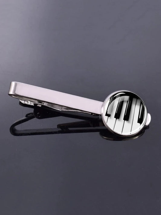 1pc Piano Shaped Tie Clip Music Instrument Tie Bar Men's Tie Accessory