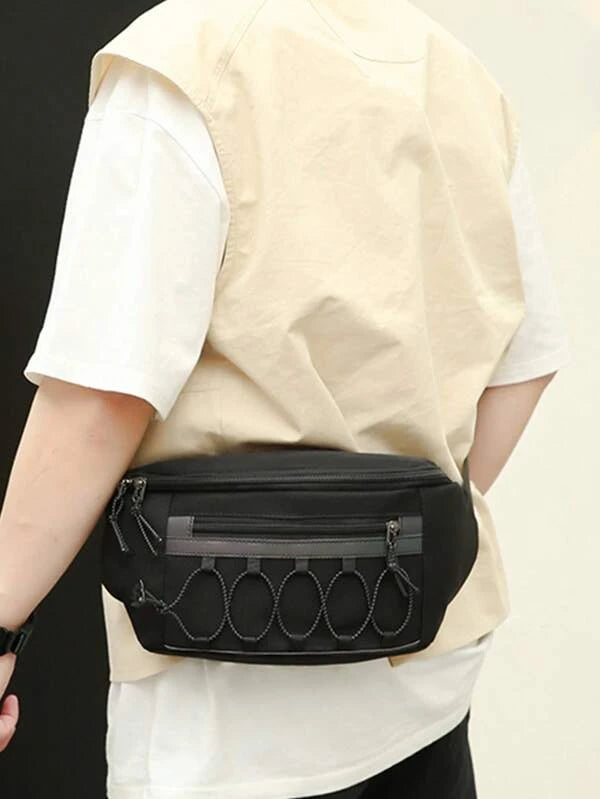 Large Fanny Pack Black Adjustable Strap For Daily Sling Purse