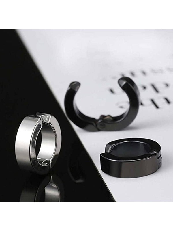 3pairs/set Fashion Stainless Steel Minimalist Hoop Earrings For Men Women For Gift