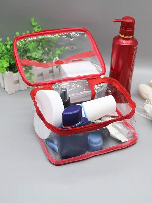 1pc White Transparent PVC Portable Waterproof Large Capacity Household Organizer Travel Makeup Bag For Women Girls