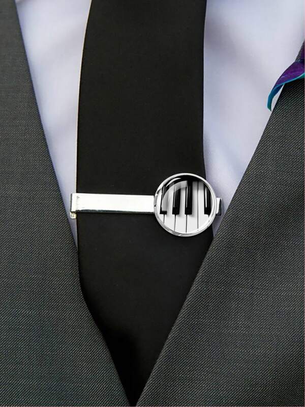 1pc Piano Shaped Tie Clip Music Instrument Tie Bar Men's Tie Accessory