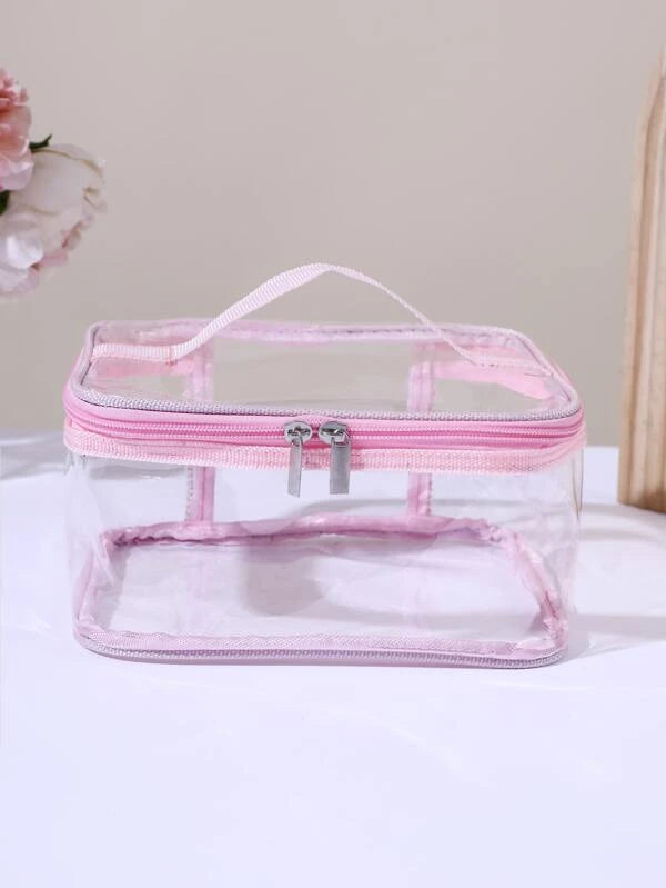 1pc White Transparent PVC Portable Waterproof Large Capacity Household Organizer Travel Makeup Bag For Women Girls