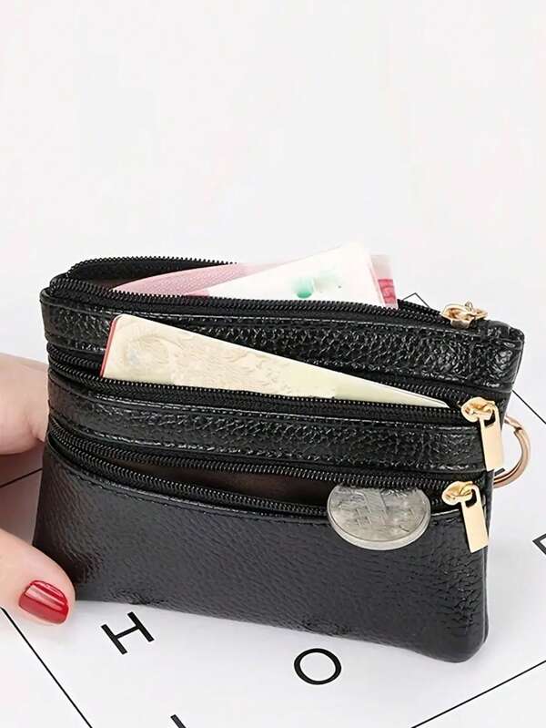 Women's Simple Mini Coin Purse, Zipper Clutch Purse, Portable Keychain Bag