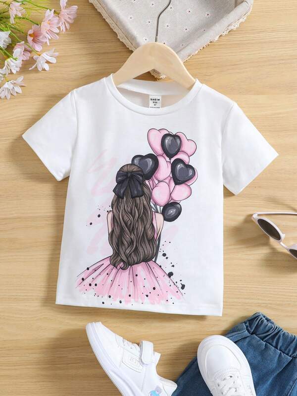 SHEIN Toddler Girls Figure Graphic Tee