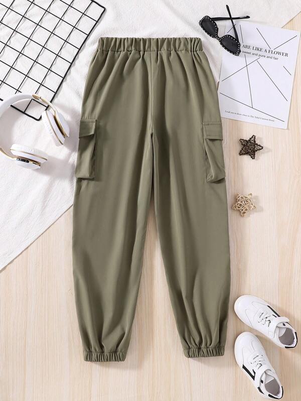 Tween Boy Letter Patched Detail Flap Pocket Cargo Pants