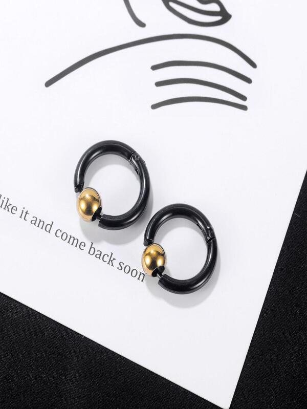 1pair Unisex -plated Titanium Steel Small Circle Stud Earrings For Shopping