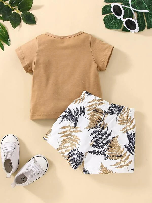 Baby Boy Tropical Print Tee & Shorts