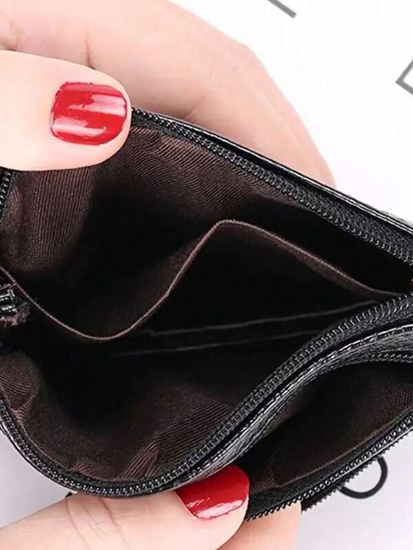 Women's Simple Mini Coin Purse, Zipper Clutch Purse, Portable Keychain Bag