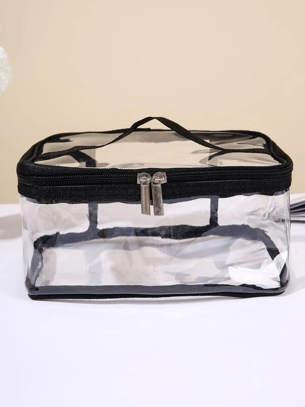 1pc White Transparent PVC Portable Waterproof Large Capacity Household Organizer Travel Makeup Bag For Women Girls