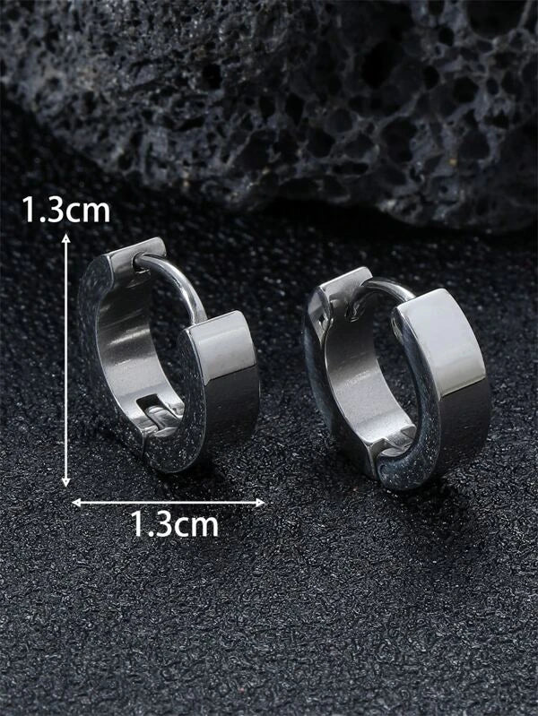 Fashionable and Popular Men Minimalist Hoop Earrings Stainless Steel Punk Hip Pop Style for Jewelry Gift and for a Stylish Look