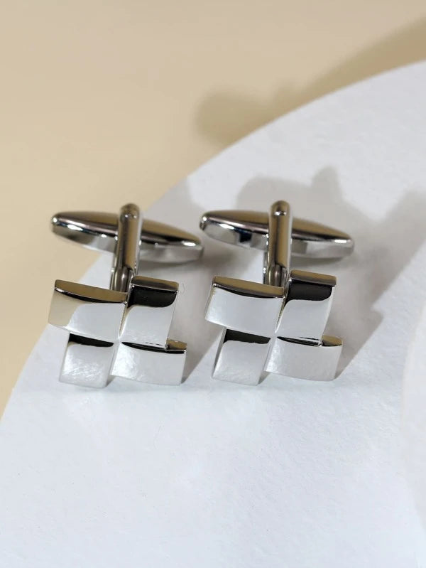 Fashionable and Popular 1pair Men Geometric Cufflinks Copper for Jewelry Gift and for a Stylish Look