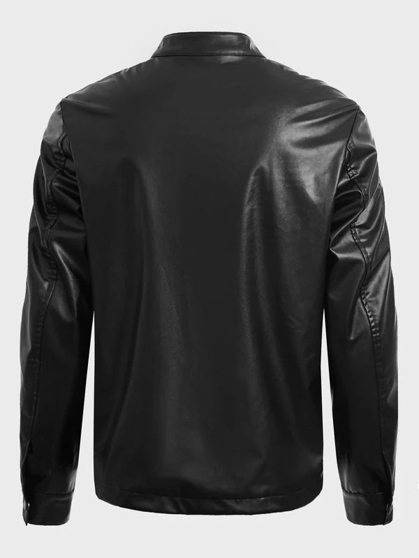 Manfinity LEGND Men Zip Up PU Leather Jacket