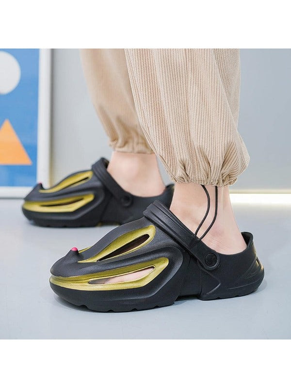 Fashionable Vented Clogs For Men, Colorblock Cut Out Design EVA Clogs