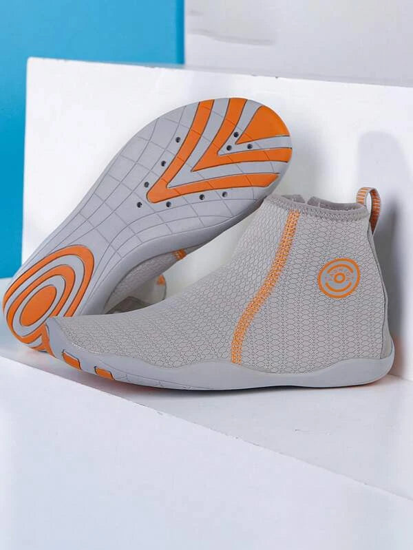 Sport Aqua Shoes For Women, Geometric Pattern Zipper Side Water Shoes