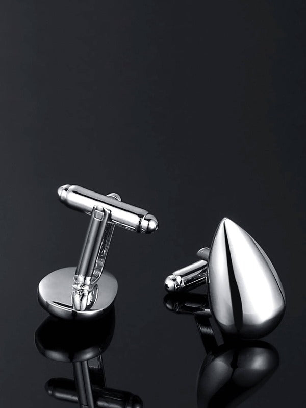 1pair Fashionable Water-drop Decor Cufflinks For Men For Daily Decoration