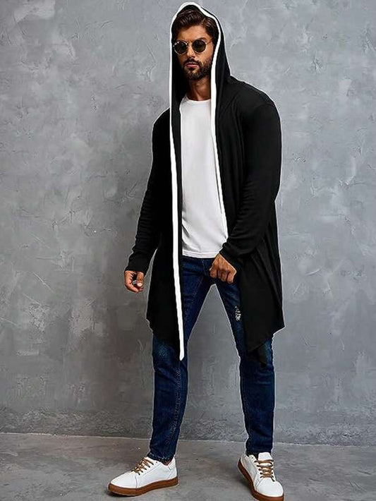 Manfinity LEGND Men Contrast Trim Hooded Open Front Cardigan