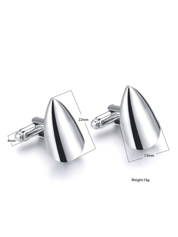 1pair Fashionable Water-drop Decor Cufflinks For Men For Daily Decoration