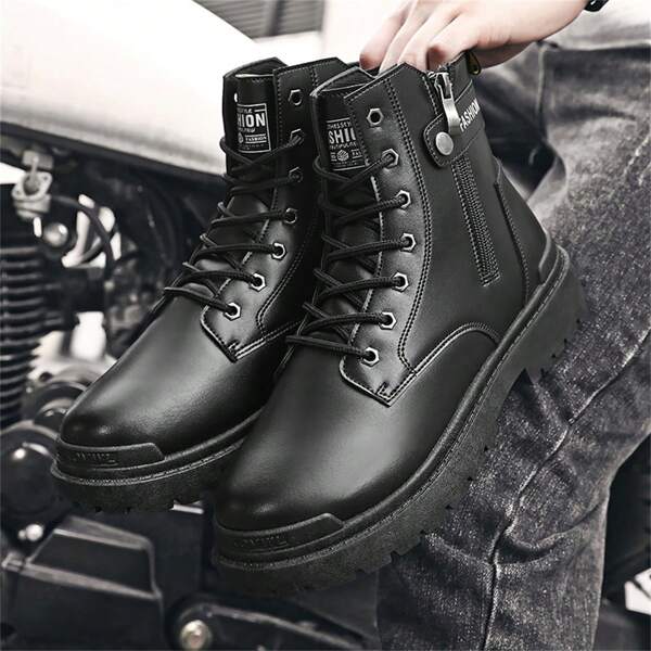 Autumn Outdoor Motorcycle Boots Men's High-top Casual Sports Shoes, Fashionable And Comfortable