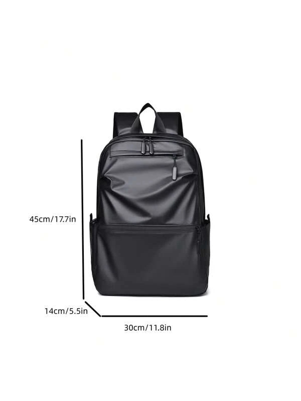 Zip Front Functional Backpack Solid Black Minimalist