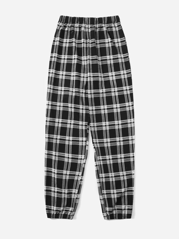 SHEIN EZwear Plaid Print Elastic Waist Sweatpants