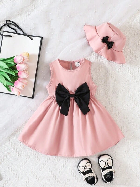 Baby Bow Front Dress With Accessory Hat