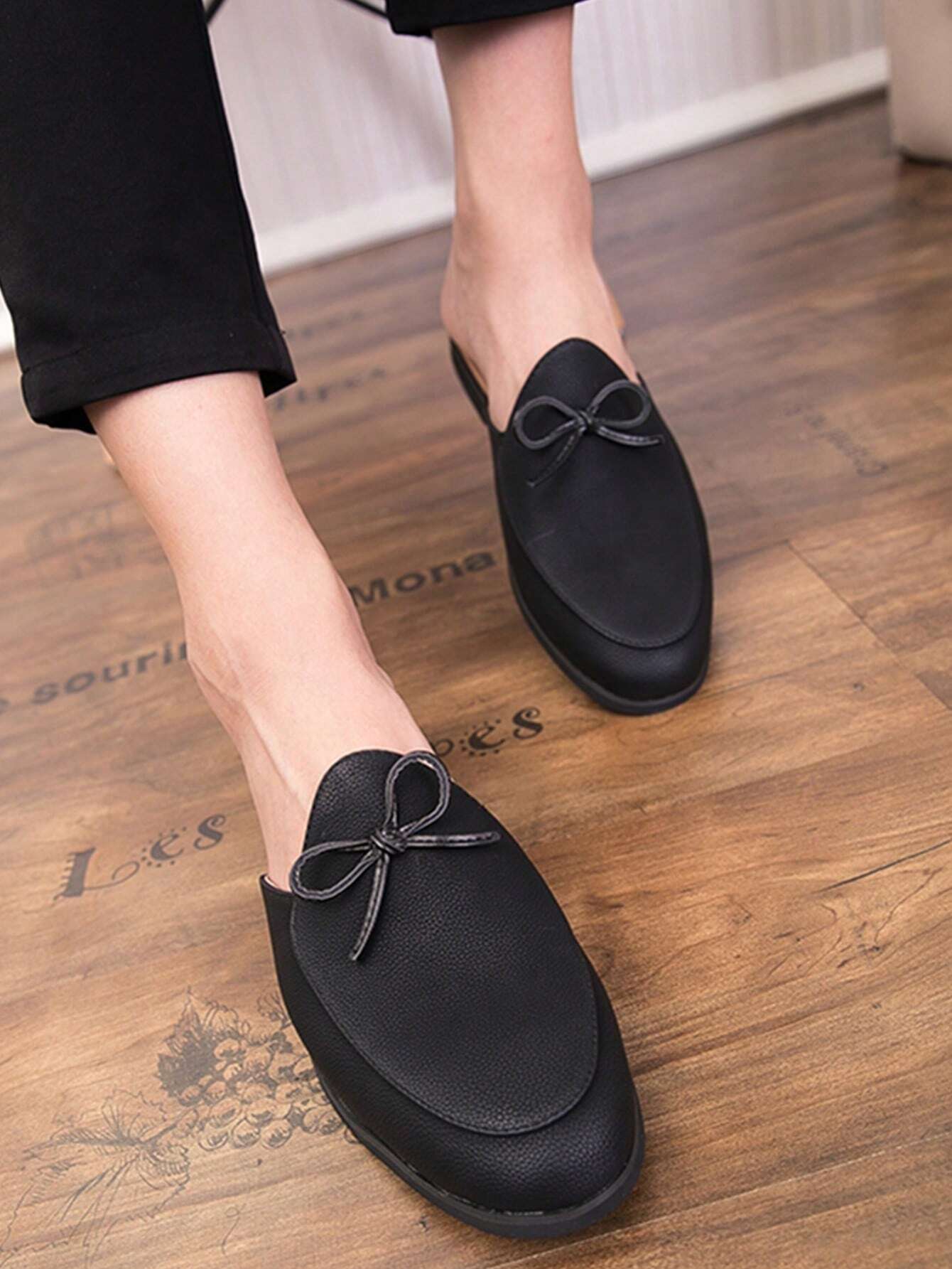 Men Bow Decor Mule Loafers, Fashion Loafers