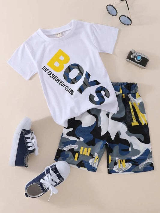 Toddler Boys Letter & Camo Print Tee & Shorts