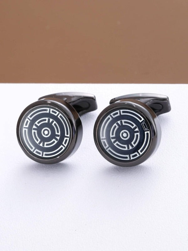 2pcs Men Round Design Cufflink